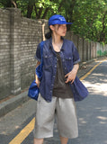 [MADE] Eka Summer Washing Snap Button Pocket Short-Sleeved Denim Shirt