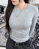 Onen Ribbed Round Long Sleeve T-shirt