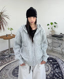 Las Cable Hooded Knit Zip-Up