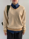 Ttet Stripe Wool V-Neck Knit
