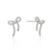 H Ribbon Drawn Silver Earrings