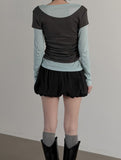 Dual Layered Color Matching Boat Neck Tee