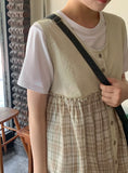 Gontz Layered Check Sleeveless Blouse One Piece
