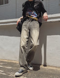 Demo Washing Gray Denim Pants