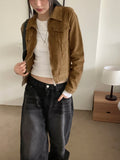 [MADE] Colte Slim Pocket Collar Cropped Corduroy Zip-Up Jacket