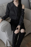Soft button sleeve sweatshirt