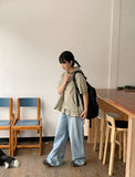 Kuhaka carpender washed light blue wide denim pants
