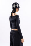 Vera halter top layered crop long sleeve