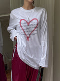 Heart point lettering cotton long sleeves