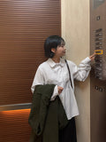 [BAONHAUS] Builder Collar Button Shirring Long Sleeve Blouse