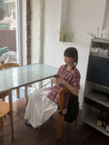 Minati nylon banding pocket shirring flare long skirt