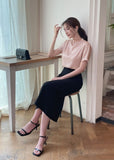 Raz Half-Neck Satin Pleats Blouse (Belt set)
