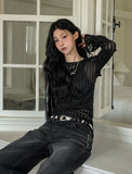 Cross Back Silt See-Through Knit