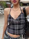 Wiz Strap Check Blouse Scrunch Set