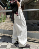 Nunt pintuck stitch wide cotton pants
