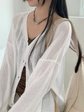 Cello Basic Linen V-neck Long Sleeve Cardigan