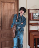 Crying western crop denim jacket