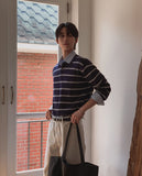 Kesio Multi-Stripe Henley Neck Knit
