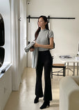 [10% wool] Baon Boucle Semi Turtleneck Knit Cardigan Set