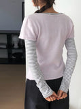 Poring V-neck short-sleeved knit