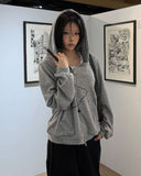 Basic Two-Way Waffle Hood Zip-Up