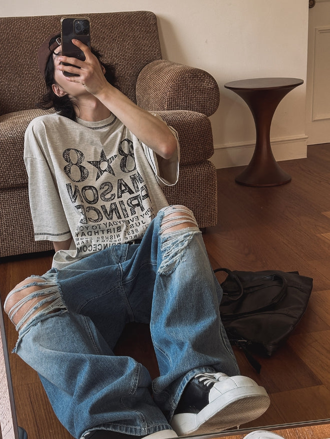 【2plan】808 Stitch Loose Fit Short Sleeve T-shirt 2plan (ツープラン) - 808スティッチルーズフィット半袖Tシャツ