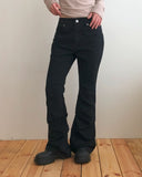 [MADE] Jahu Studded Shirring Bootcut Cotton Long Pants