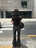 [Pelvic Pad] Pet Washing High Waist Denim Bootcut Pants