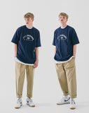 Deep tuck loose fit tapered banding pants