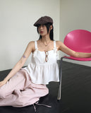 Nubin velvet ribbon sleeveless blouse