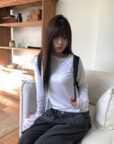 Two-in diagonal button hood T-shirt