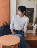 Furnon Ribbed Half-Zip Muscle Long Sleeve Tee