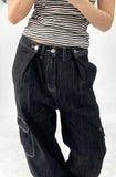 caffeine cargo denim wide pants