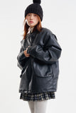 Embossed biker leather jacket