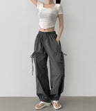 Nylon Rusting Side Ribbon Balloon Jogger Banding Pants