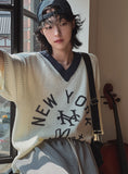 New York color matching v-neck knit