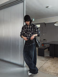 Kio two-tone layered denim pants