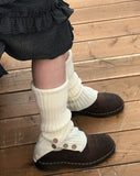 Woody wood button knit leg warmers