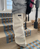 Poidin banding pocket patch wide cotton pants