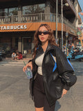 Chamber Color Matching Balloon Leather Jacket
