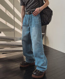 Rotin Studded Wide Denim Pants