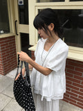Pombo Tiered Frill Over Fit Short Sleeve Puff Blouse
