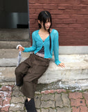 Toa Adjust Button Washing Pin Tuck Cargo Bermuda Pants