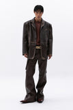 washing leather 4 buttons blazer
