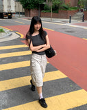 Az Pigment Washing Unbalanced One Off-Shoulder Button Short Sleeve T-shirt