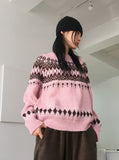 Babe Vintage Snowflake Nordic Round Long Sleeve Knit