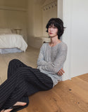 Summer Linen Stripe Banding Pants