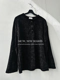 Velia ribbed button henley neck