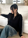 Gender Eyelet Strap Long Sleeve Knit