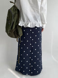 Viewkle Brushed Star Printing Banding Long Skirt